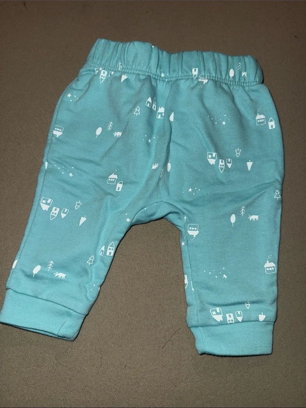 Blue Baby Pants with White Village Print Cat & Jack - Size 0-3 LIKE NEW